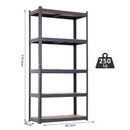 Scaffale per Carichi Pesanti in Metallo 5 Ripiani Regolabili 90,5x40x180 cm 