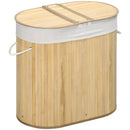 Cesto Portabiancheria a 2 Sezioni 62,5x37x60,5 cm Capacità 100L Sacca Interna Removibile 