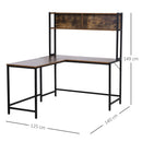 Scrivania da Ufficio ad Angolo Porta PC in Legno e Metallo 140x125x149 cm  Marrone Scuro