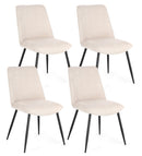 Set 4 Sedie 48x62x84 cm Cora in Tessuto Nero e Beige