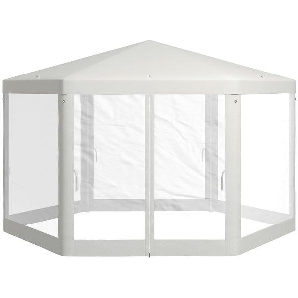 sconto Gazebo da Giardino Esagonale con Doppio Ingresso 3.94x3.94x2.5 m in Metallo e Poliestere Crema