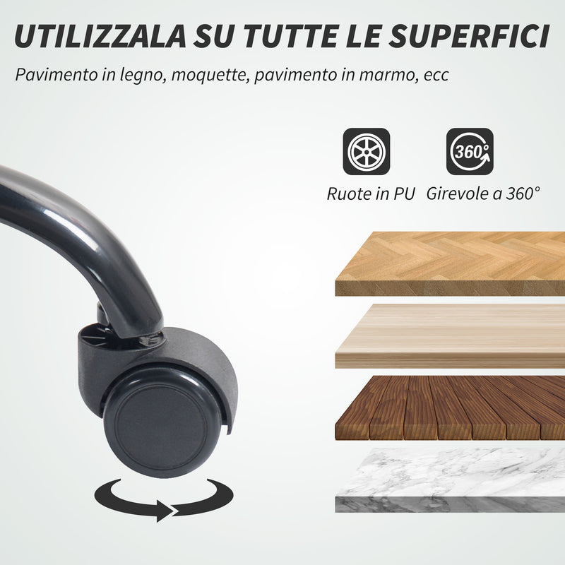 Sedia da Ufficio Operativa Reclinabile con Poggiapiedi 75x77x110-118 cm in Tessuto Effetto Velluto Nero  