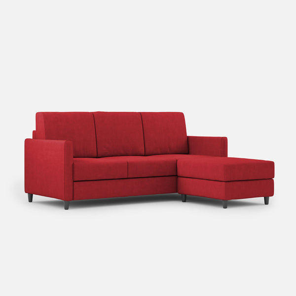 Divano 3 Posti con Pouf 198x155x85 cm Karay in Tessuto Rosso acquista