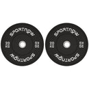 Set 2 Dischi Pesi da 20kg in Gomma con Foro da 2"/5 cm per Manubri e Bilancieri Nero    