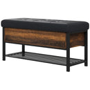 Panca Scarpiera da Ingresso Industriale con Ripiano Nascosto 100x40x50 cm in Truciolato e Acciaio Marrone e Nero