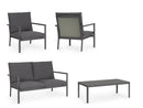 Set 4 Pezzi Salotto da Giardino con Divano 2 Poltrone e Tavolino in Alluminio e PP Konnor Antracite 