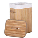 Cesto Biancheria Sporca Pieghevole in Bambu e Tessuto Portabiancheria con Manici