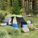 Tenda da Campeggio Impermeabile 420x200x150 cm con 2 Aree e 3 Ingressi in Poliestere e Fibra di Vetro Verde  