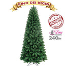 Albero di Natale Slim Pino dei Sogni Ø85x240 cm 1125 Rami con Base a Croce in Metallo e PVC Verde      