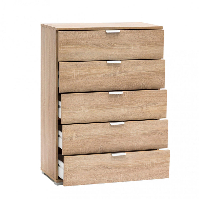 Mobiletto 5 Cassetti Naturale 75x38x103 h cm in Truciolare bilaminato Marrone chiaro
