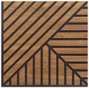 Set 10 Pannelli Decorativi Fonoassorbenti 58x58 cm in MDF Decoro A Tris Linee Noce Asia