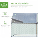 Pollaio Gabbia per Galline 600x303,5x195 cm in Metallo con Copertura in Tessuto Oxford Argento