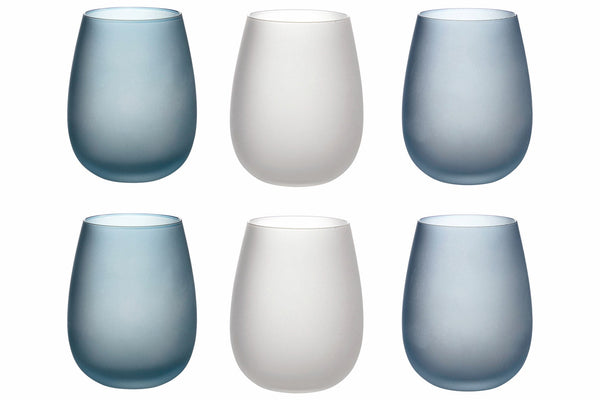 Set 6 Bicchieri Acqua Frosted in Vetro 500 ml Villa d'Este Home Tivoli Blue Dream acquista
