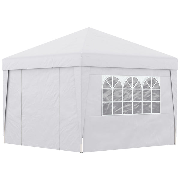 Gazebo da Giardino Pieghevole 3x3m con Design Pop Up e Finestre in Tessuto Oxford Bianco sconto