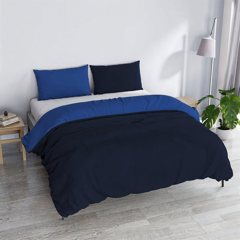 Copripiumino con Sacco e Federe in Tinta Unita Double Face Linea Vera Blu e Royal