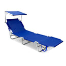 Lettino da Giardino Capri T 190x58x24,5 cm Pieghevole con Tettuccio in Textilene Blu      