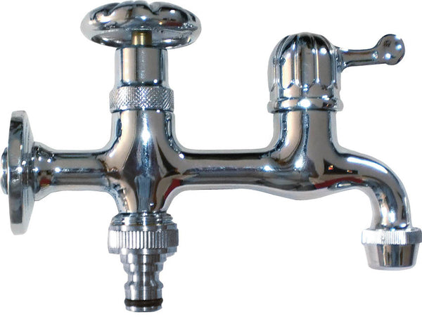 Rubinetto Doppio per Fontana da Giardino in Ottone Cromato con Attacco Rapido Morelli Double prezzo