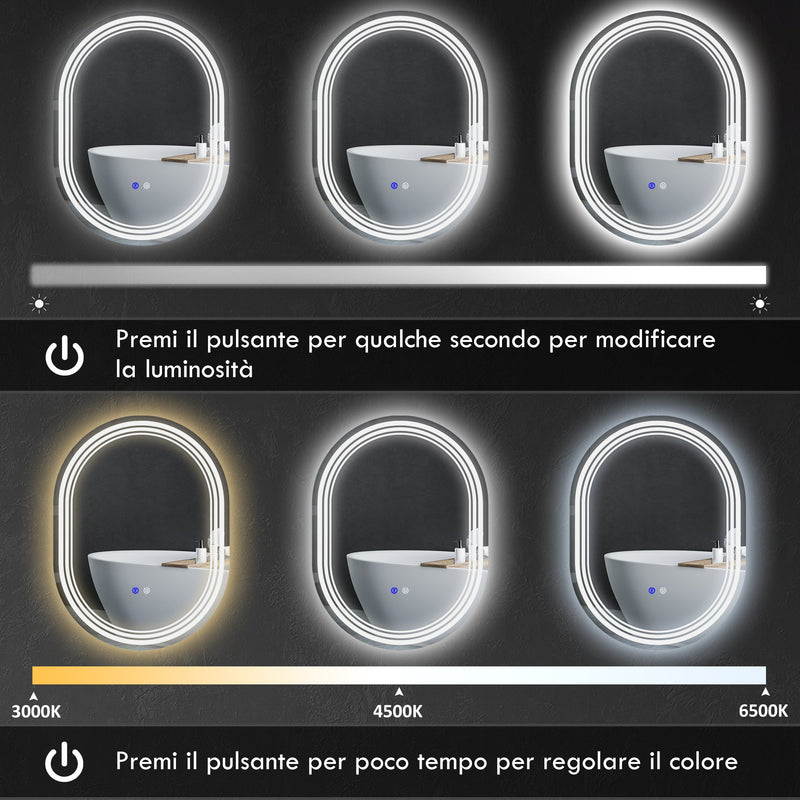 Specchio bagno Asimmetrico 80x55cm Retroilluminato Con Led, Antiappannamento + 3 Luci + Antiappannamento | Leroy Merlin