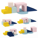 Set 8 Costruzioni Morbide per Bambini 0-3 Anni in Velluto e Schiuma PU Blu      