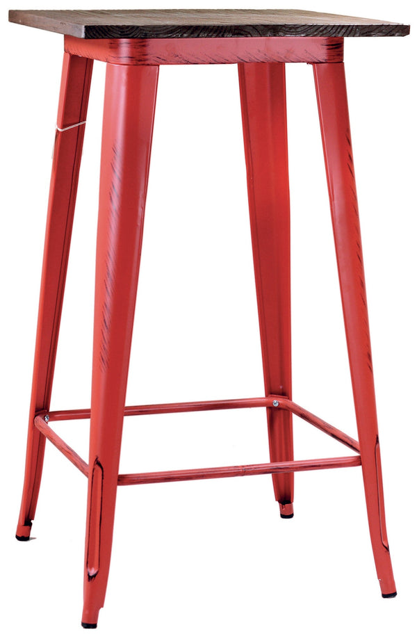 online Tavolino da Bar in Metallo Top Legno Bristol Rosso