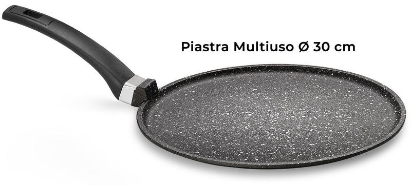 Set 4 Pezzi Bistecchiera + Piastra Multiuso in Alluminio Pressofuso Antiaderente Olympia Hard Cook