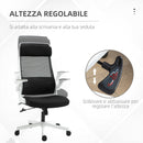 Sedia Poltrona Direzionale da Ufficio 77x75x115-125 cm in Tessuto a Rete Poliestere Nera e Bianca