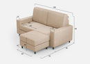 Divano 2 Posti con Pouf 148x155x85 cm Sakar in Tessuto Beige