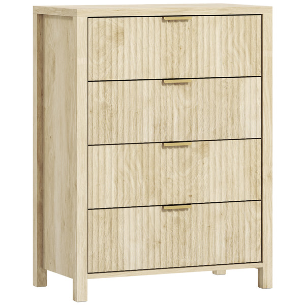 Cassettiera con 4 Cassetti Design Canettato 70x38x93 cm Maniglie Dorate in MDF Color Legno online