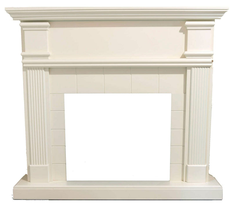 Cornice da Pavimento per Inserto Camino Elettrico 114x28,2x102,2 cm in MDF Sined Caldera Bianco