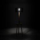 Lampada da Terra 40x40xH135 cm in Tessuto e Legno Acrux Nero
