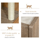 Albero Tiragraffi per Gatti 66x38x88 cm in Legno e Corda Sisal Marrone Chiaro