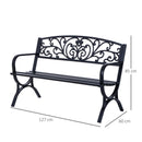 Panchina da Giardino 2 Posti in Ghisa Lavorata Nero 127x60x85 cm 