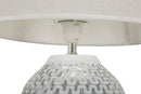 Lampada da Tavolo Resina Wave Ø35x65 cm in Resina e Ferro e Tessuto Argento e Bianco      