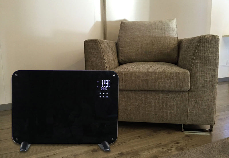 Stufa Elettrica Pannello Riscaldante in Vetro 1000W Vannini Leo Nero