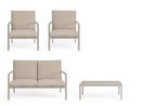 Set 4 Pezzi Salotto da Giardino con Divano 2 Poltrone e Tavolino in Alluminio e PP Konnor Rastin 