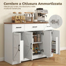 Credenza da Cucina Stile Rustico 120x38x87 cm con Ante Soft-Close 3 Cassetti 3 Ripiani Regolabili Portaspezie in MDF Bianco      