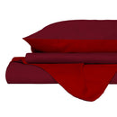 Copripiumino Singolo con Sacco e Federe in Tinta Unita Double Face Linea Vera Bordeaux e Rosso 