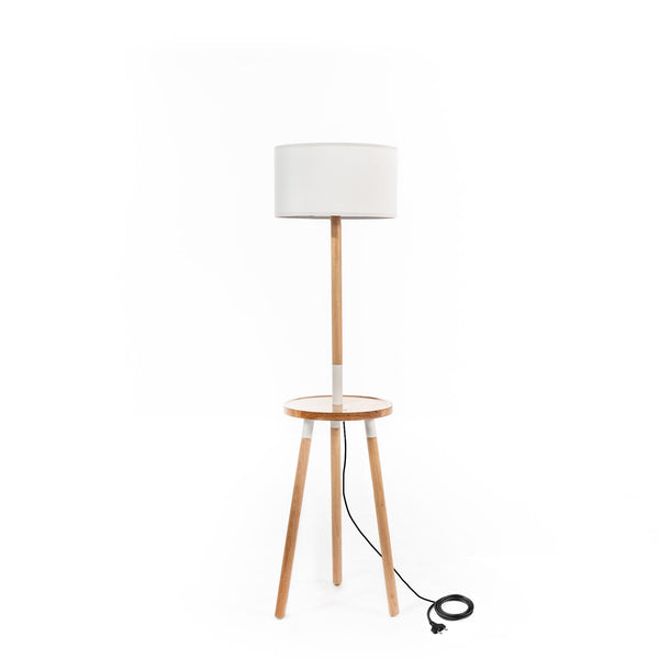 Lampada da Terra 40x40xH135 cm in Tessuto e Legno Acrux Bianco prezzo