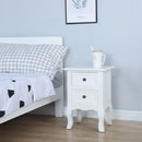 Comodino con 2 Cassetti 35x31x49,5 cm in Legno Massello e MDF Fumer Teo Bianco