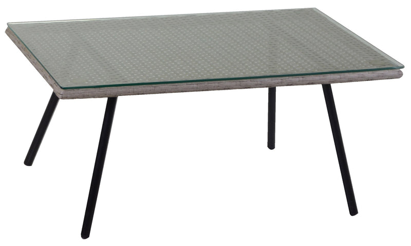 Set da Giardino Divano 2 Poltrone e Tavolino in Polyrattan Laredo Melange Grigio