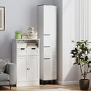 Mobile a Colonna da Bagno con 2 Armadietti e Cassetto 34x32x190 cm Bianco  