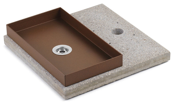 sconto Base con Vaschetta per Fontane con Ghiera Grande 40x40x5 cm in Cemento Belfer 42/BSE/5 Ruggine