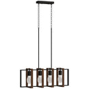 Lampadario a Sospensione Rustico 80x21x90-130 cm con 4 Cornici Girevoli e Catena Regolabile Nero e Marrone      