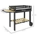 Barbecue a Carbonella 2 Griglie e 2 Ripiani 113x53.5x82.5 cm in Metallo e Legno Nera