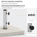 Base per Ombrellone da Giardino 25kg 38x38x38 cm in Granito e Acciaio Inox Grigia