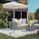 Base per Ombrellone da Giardino 25kg 45x22.5x40 cm in Granito e Acciaio Inox Grigia