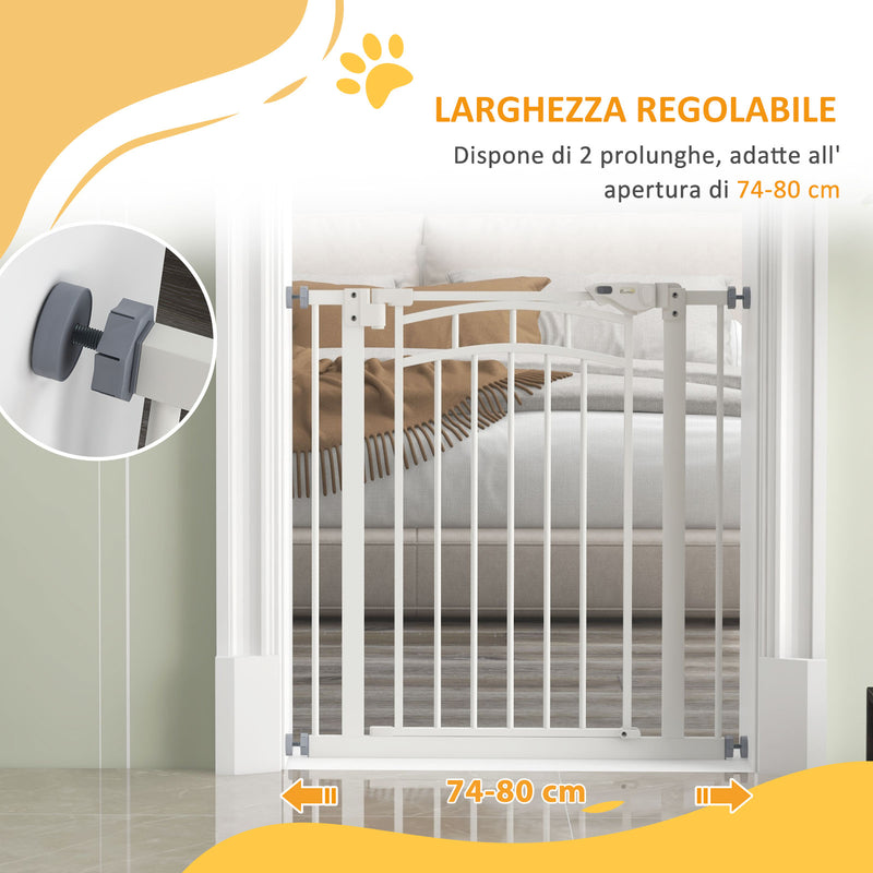 Cancelletto per Cani taglia Piccola e Media 74-80x76 cm in Acciaio e PA Bianco