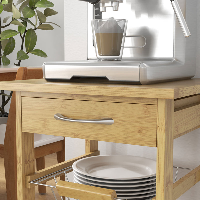 Carrello Cucina con Cassetto e 3 Cestini a Rete Metallica 37x37x76 cm in Legno