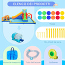 Castello Gonfiabile per Bambini 590x460x220 cm con Scivolo Porta e Canestro in Tessuto Oxford