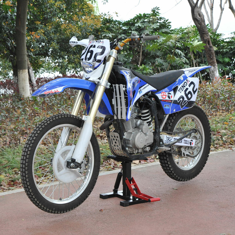 Cavalletto Alzamoto 28x17.5x24.5-35.5 cm in Acciaio e Gomma Nero e Rosso